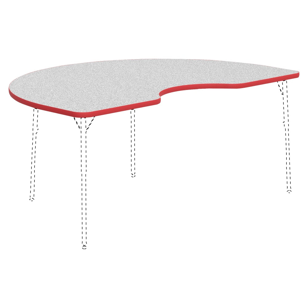 Lorell Classroom Kidney-Shaped Activity Table Top, 72inW x 48inD, Gray Nebula/Red