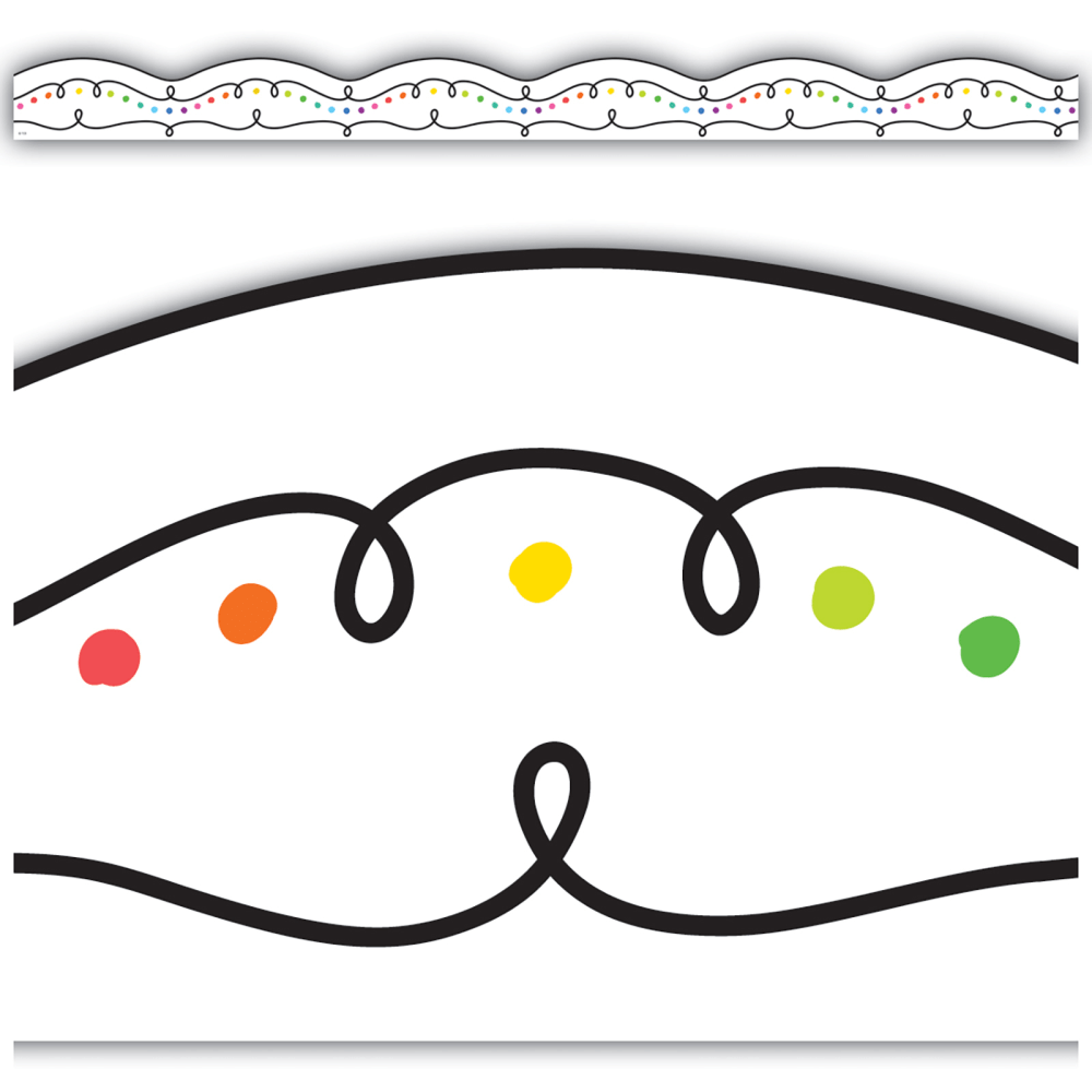 Teacher Created Resources Die-Cut Border Trim, Squiggles And Colorful Dots, 35' Per Pack, Set Of 6 Packs