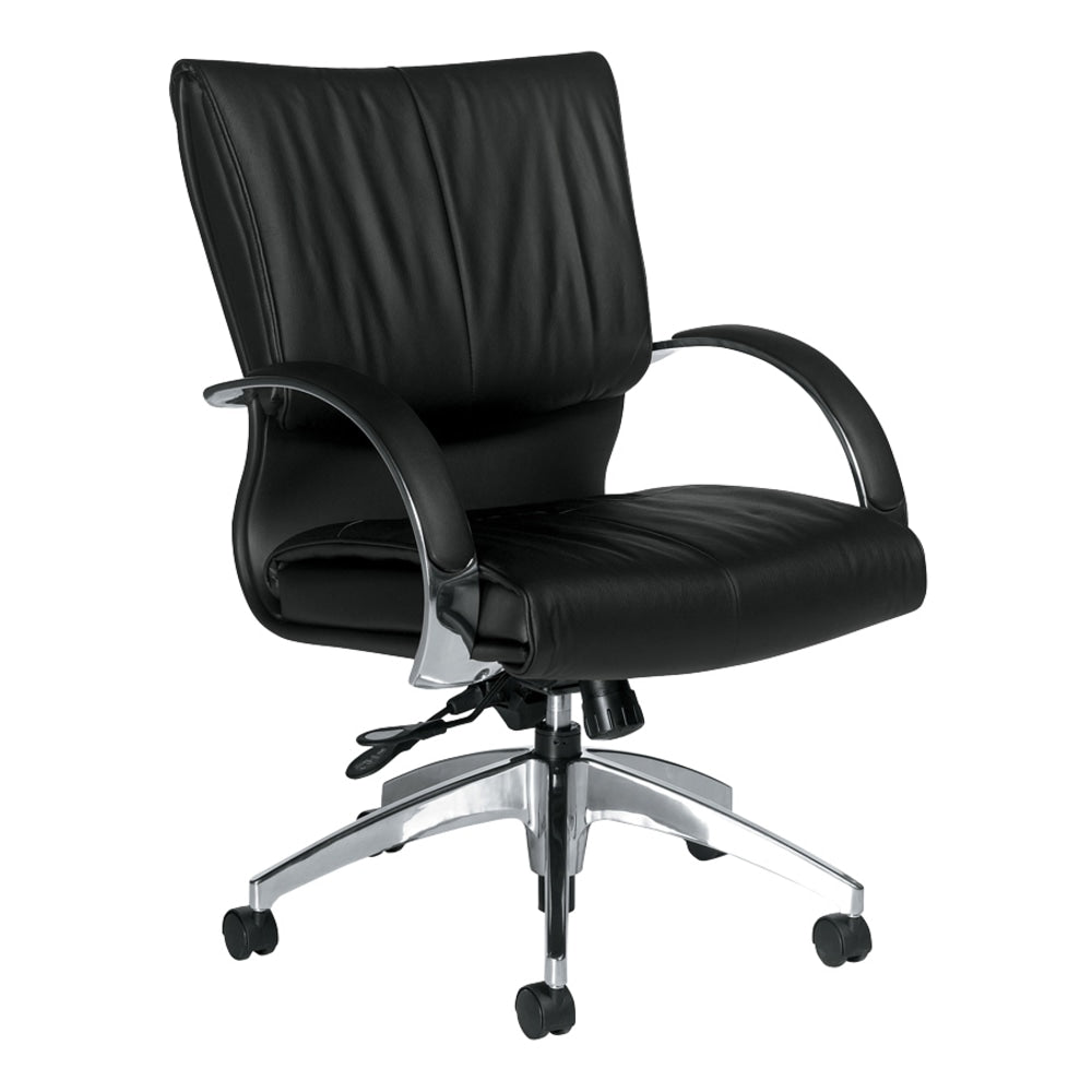 Global Softcurve Bonded Leather Mid-Back Tilter Chair, Black