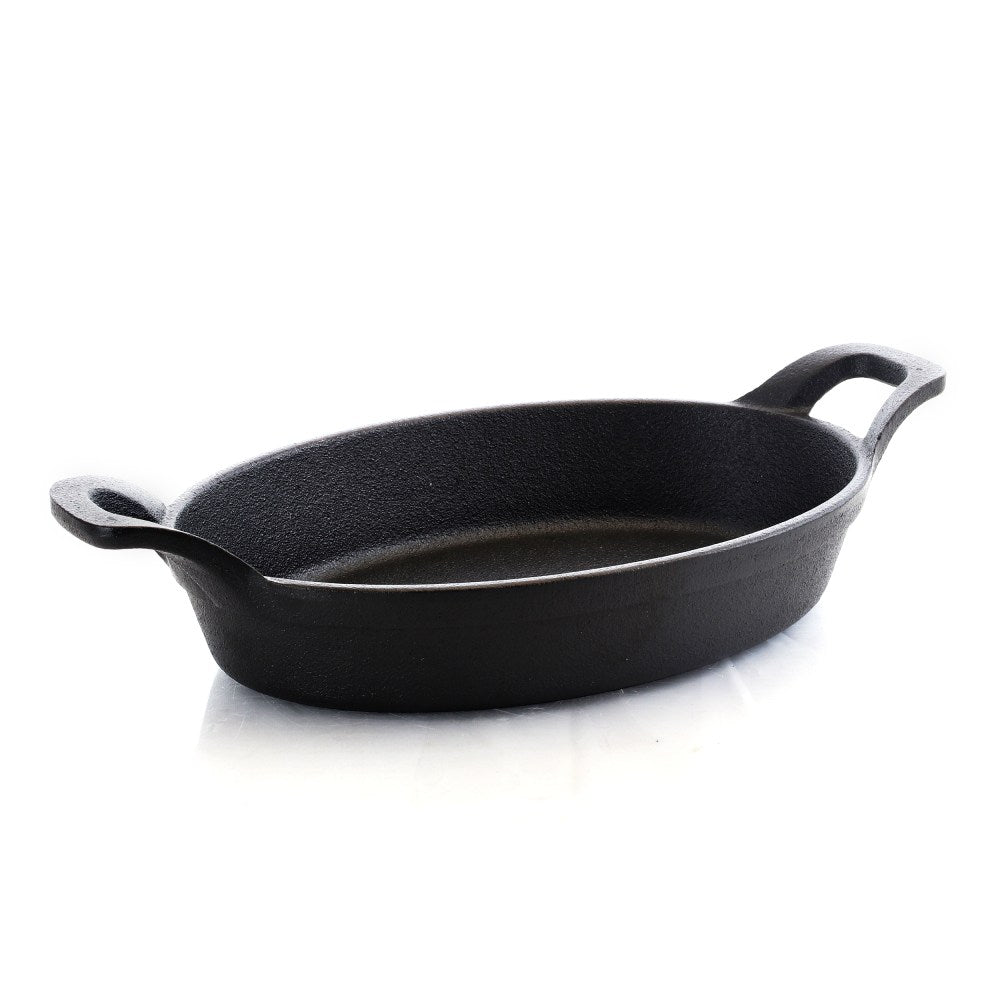 Gibson General Store Addlestone 2-Piece Preseasoned Oval Cast-Iron Server With Burned Furwood Base, 10-1/2in, Black