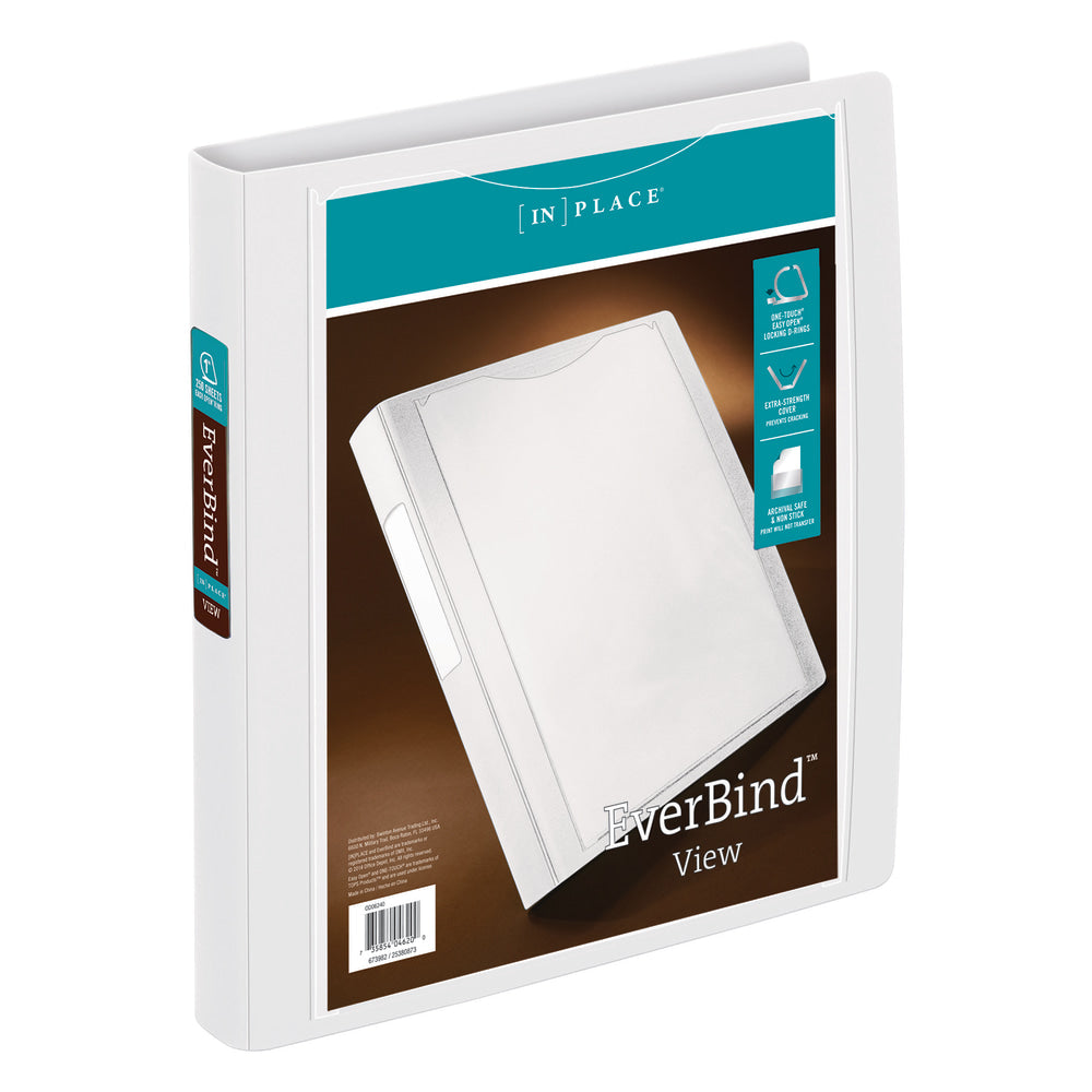 Office Depot Brand EverBind View 3-Ring Binder, 1in D-Rings, White