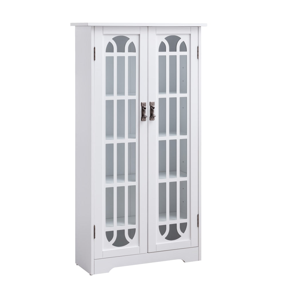 SEI Furniture Curio Media Display Cabinet, 47-3/4inH x 26-1/4inW x 9-1/2inD, White