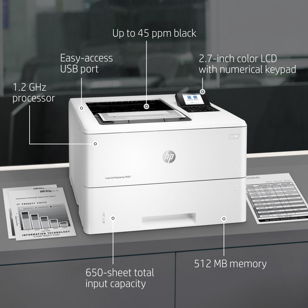 HP LaserJet Enterprise M507n Wireless Laser Monochrome Printer