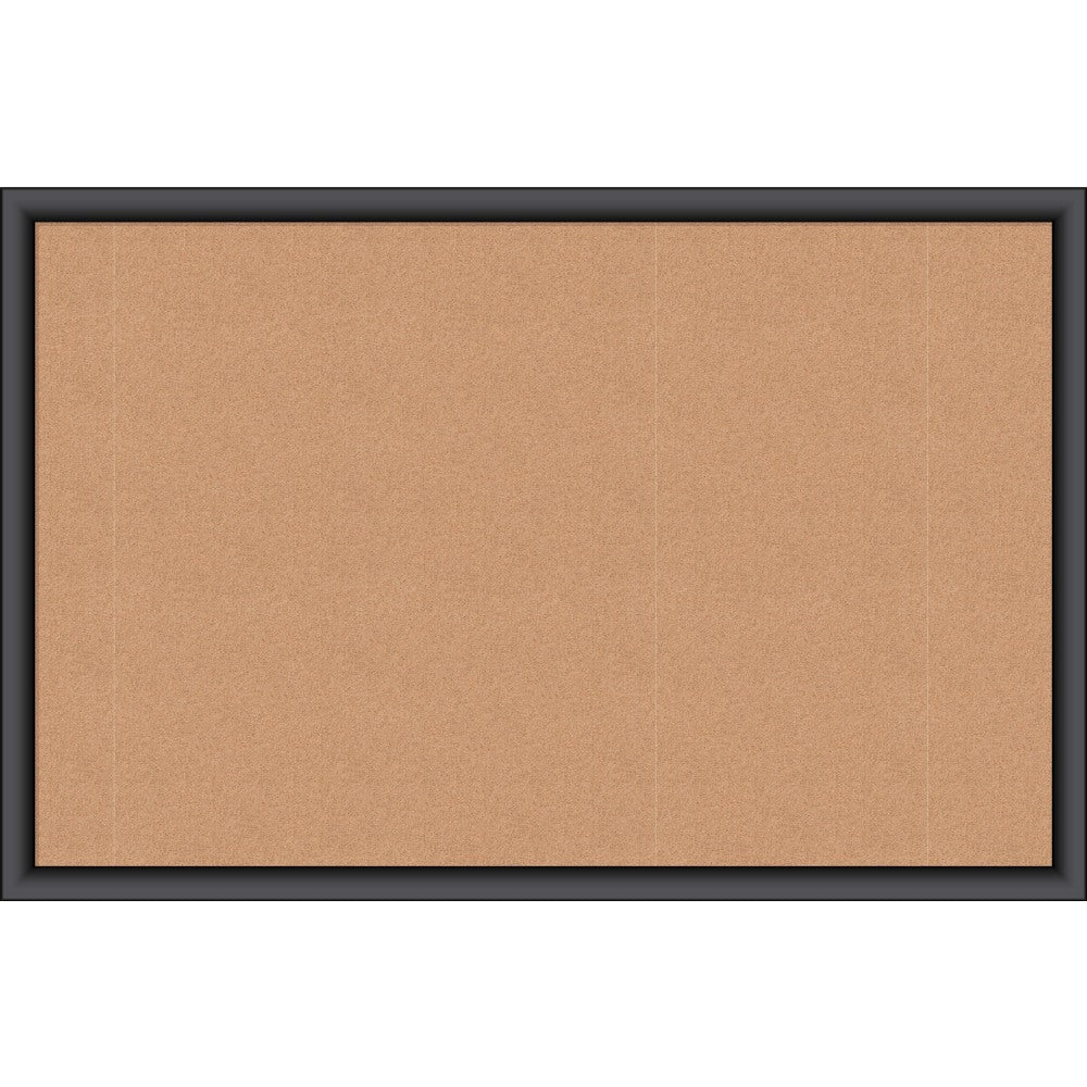 U Brands Cork Bulletin Board, 35in x 23in, Black Wood Frame