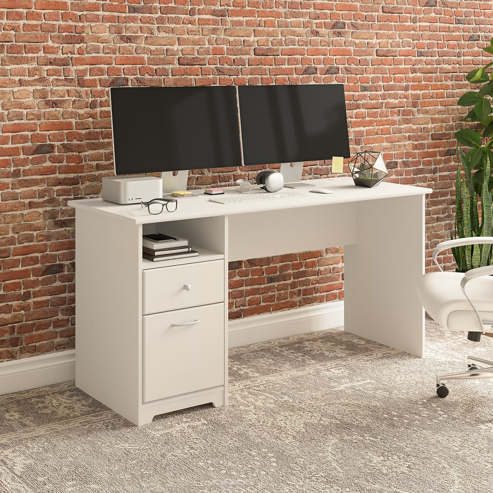 Bush Furniture Cabot 60inW Computer Desk With Drawers, White, Standard Delivery