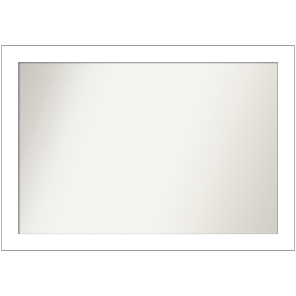 Amanti Art Non-Beveled Rectangle Framed Bathroom Wall Mirror, 28in x 40in, Wedge White