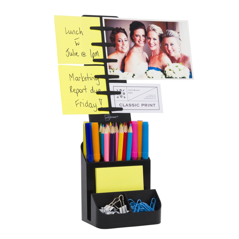 Note Tower Desktop Organizer, 15-1/2inH x 3-5/16inW x 5-1/4inD, Black