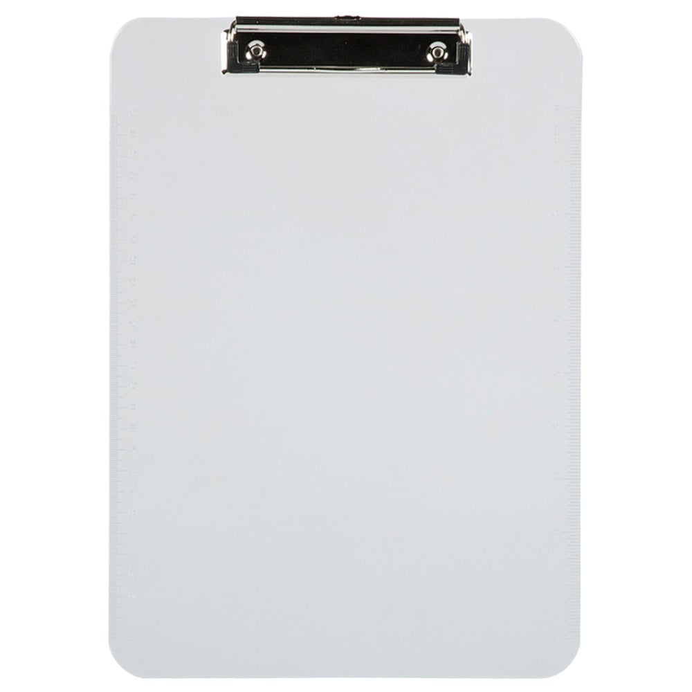 JAM Paper Plastic Clipboards with Metal Clip, 9in x 13in, Clear, Pack Of 12