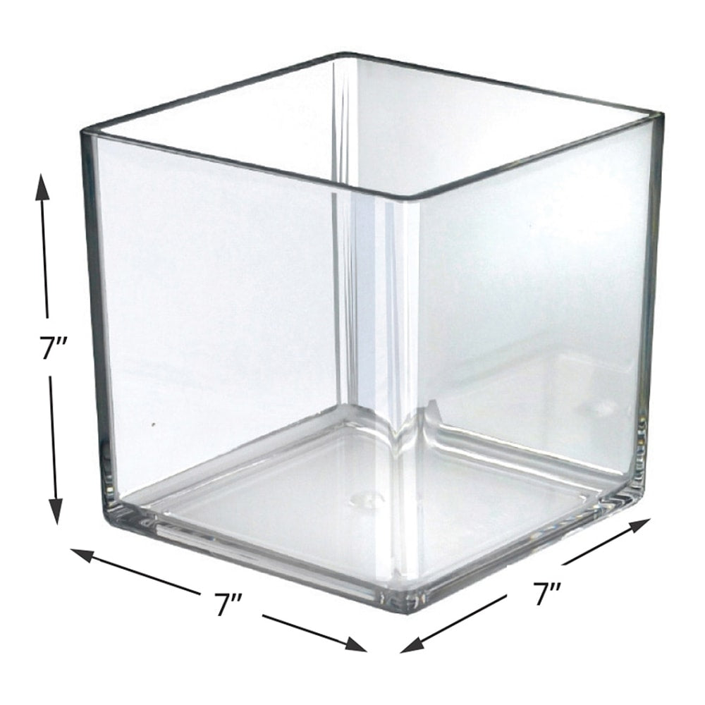 Azar Displays Deluxe Cube Bins, Medium Size, 7in x 7in x 7in, Clear, Pack Of 4