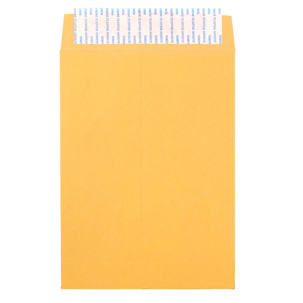 JAM Paper Open-End Envelopes, 6-1/2in x 9-1/2in, Peel & Seal Closure, Brown Kraft, Pack Of 500 Envelopes