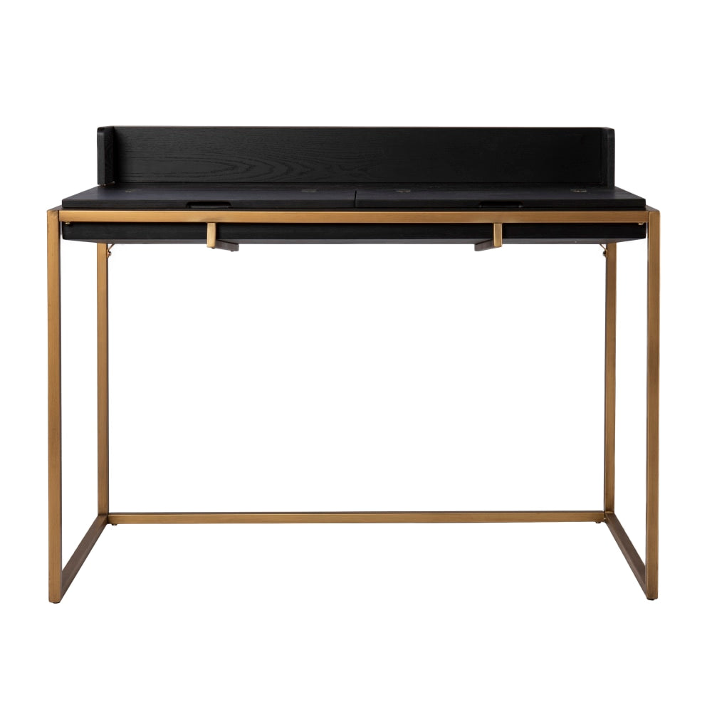 SEI Furniture Caldlin 46inW Flip-Top Writing Desk With Storage, Black/Gold