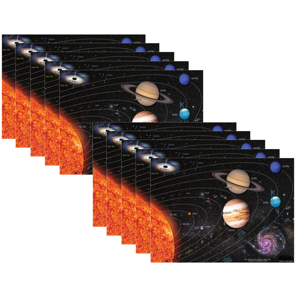 Ashley Productions Smart Poly PosterMat Pals Space Savers, 13in x 9-1/2in, Solar System, Pack Of 10 Pieces