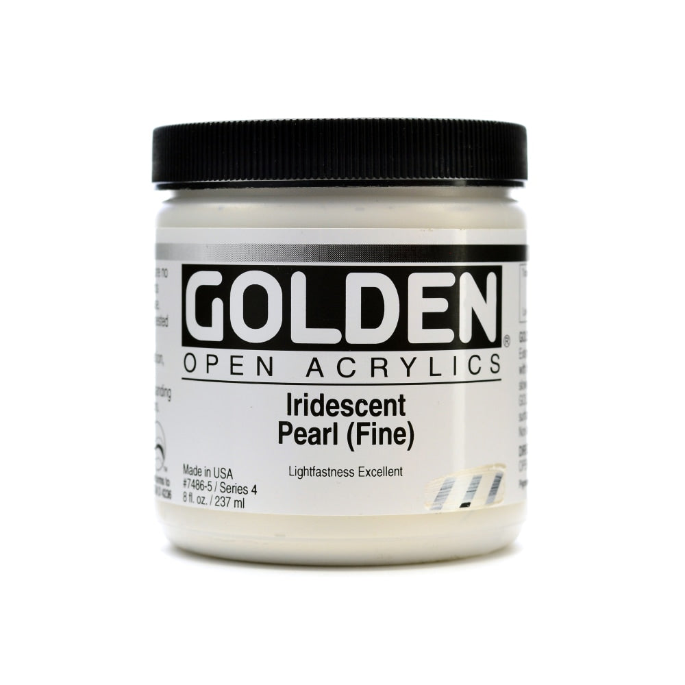 Golden OPEN Acrylic Paint, 8 Oz Jar, Iridescent Pearl (Fine)