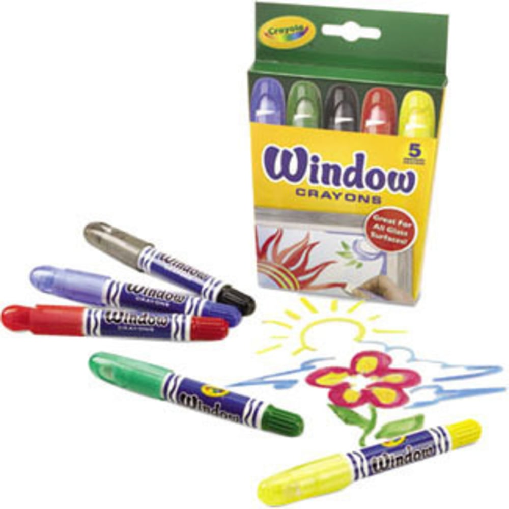 Crayola Washable Window Crayons, Assorted Colors, Box Of 5