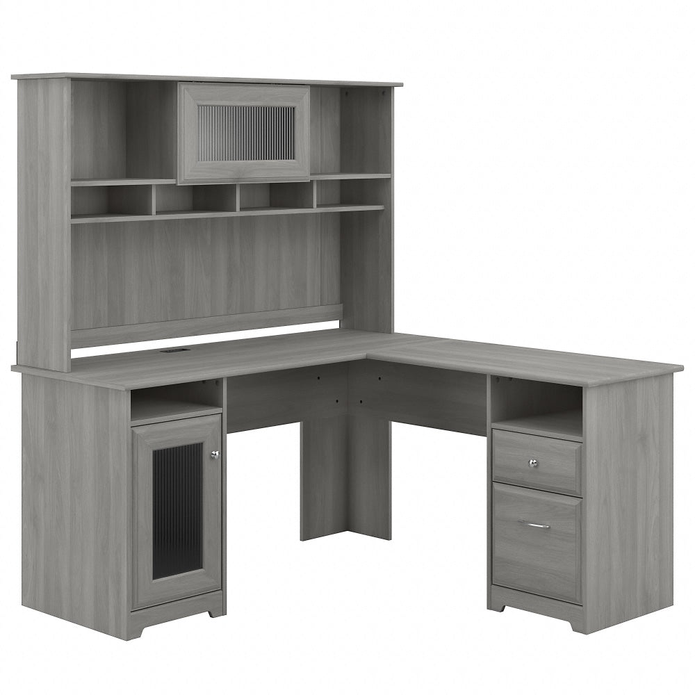 Bush Furniture Cabot 60inW L-Shaped Computer Desk With Hutch, Modern Gray, Standard Delivery