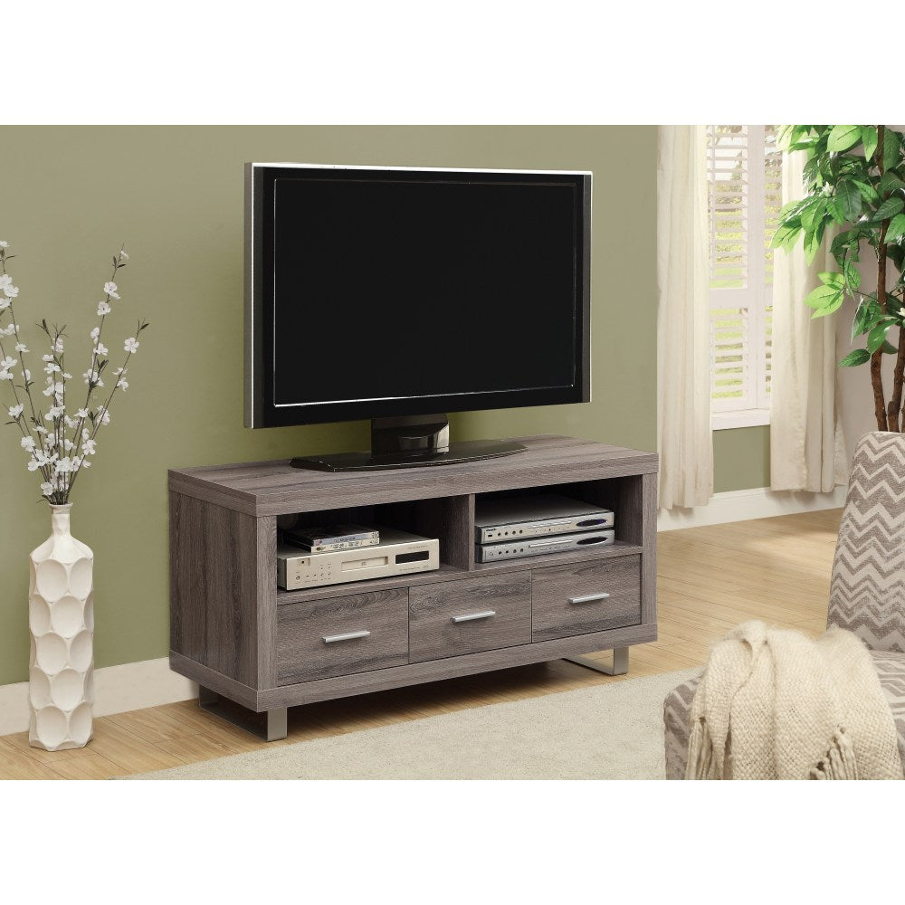 Monarch Specialties Open Shelf TV Stand, For Flat-Panel TVs Up To 48in, Dark Taupe