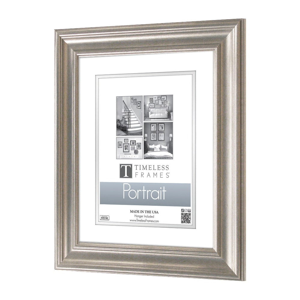 Timeless Frames Lauren Portrait Frame, 11in x 14in With Mat, Silver