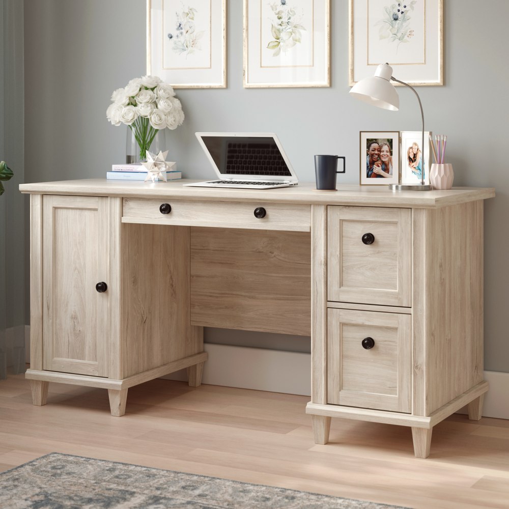 Sauder Hammond 59inW Executive Computer Desk, Chalk Oak