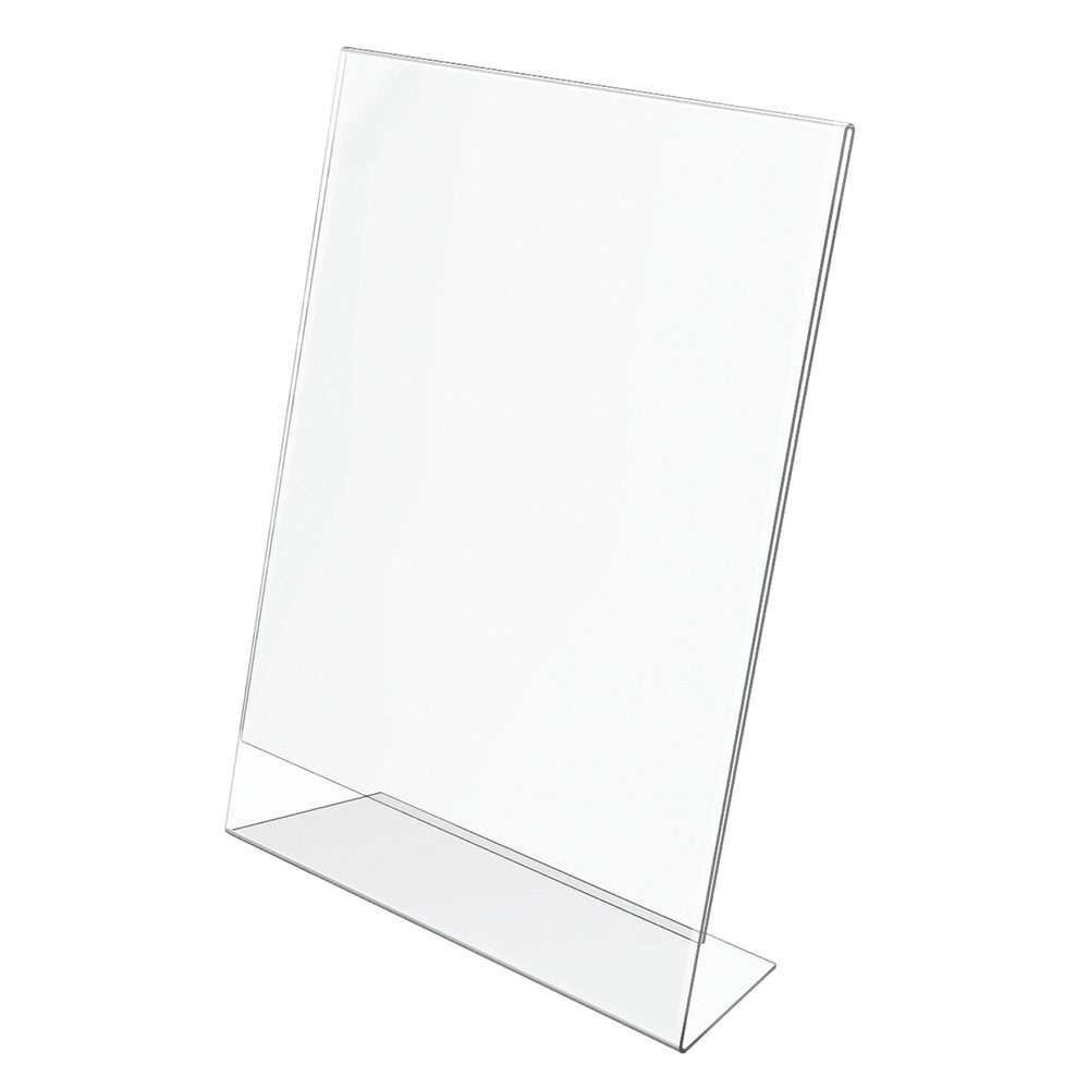 Office Depot Brand Slanted Sign Holder, Vertical, 11inH x 8-1/2inW, Clear