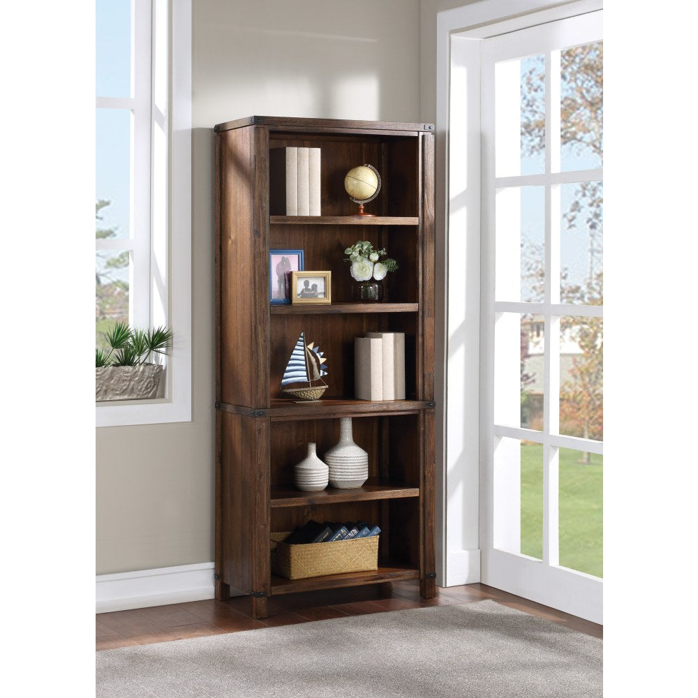 Office Star Baton Rouge 73inH 5-Shelf Bookcase, Brushed Walnut