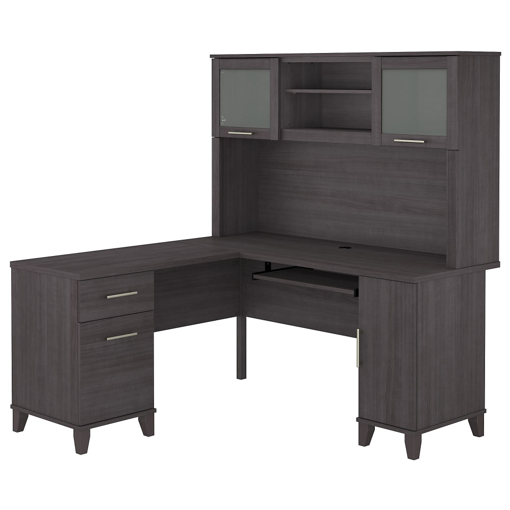 Bush Business Furniture Somerset 60inW L-Shaped Corner Desk With Hutch, Storm Gray, Standard Delivery