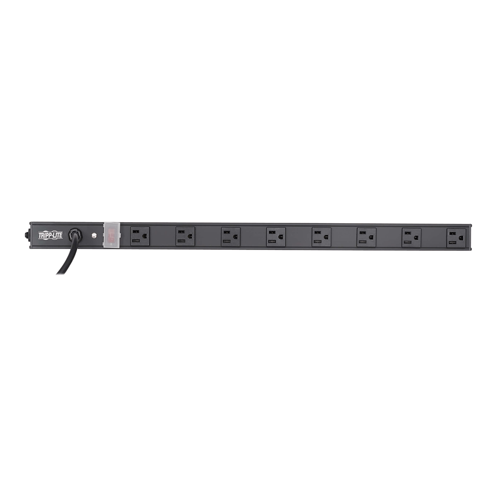 Tripp Lite 8 Outlet Power Strip 5-15R 15ft Cord Vertical 5-15P 24in Black - Power distribution strip - 15 A - AC 120 V - 1800 Watt - input: NEMA 5-15P - output connectors: 8 (NEMA 5-15) - 15 ft cord - black aluminum