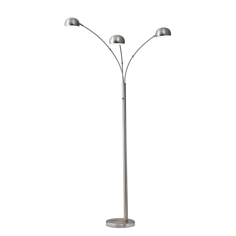 Adesso Domino Arc Floor Lamp, 84inH, Brushed Steel