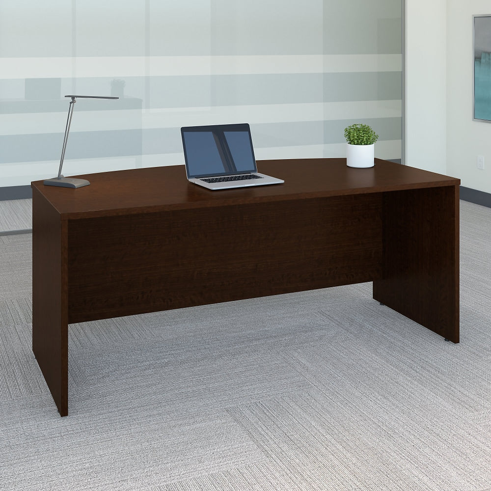 Bush Business Furniture Components 72inW Bow-Front Computer Desk, Mocha Cherry, Standard Delivery