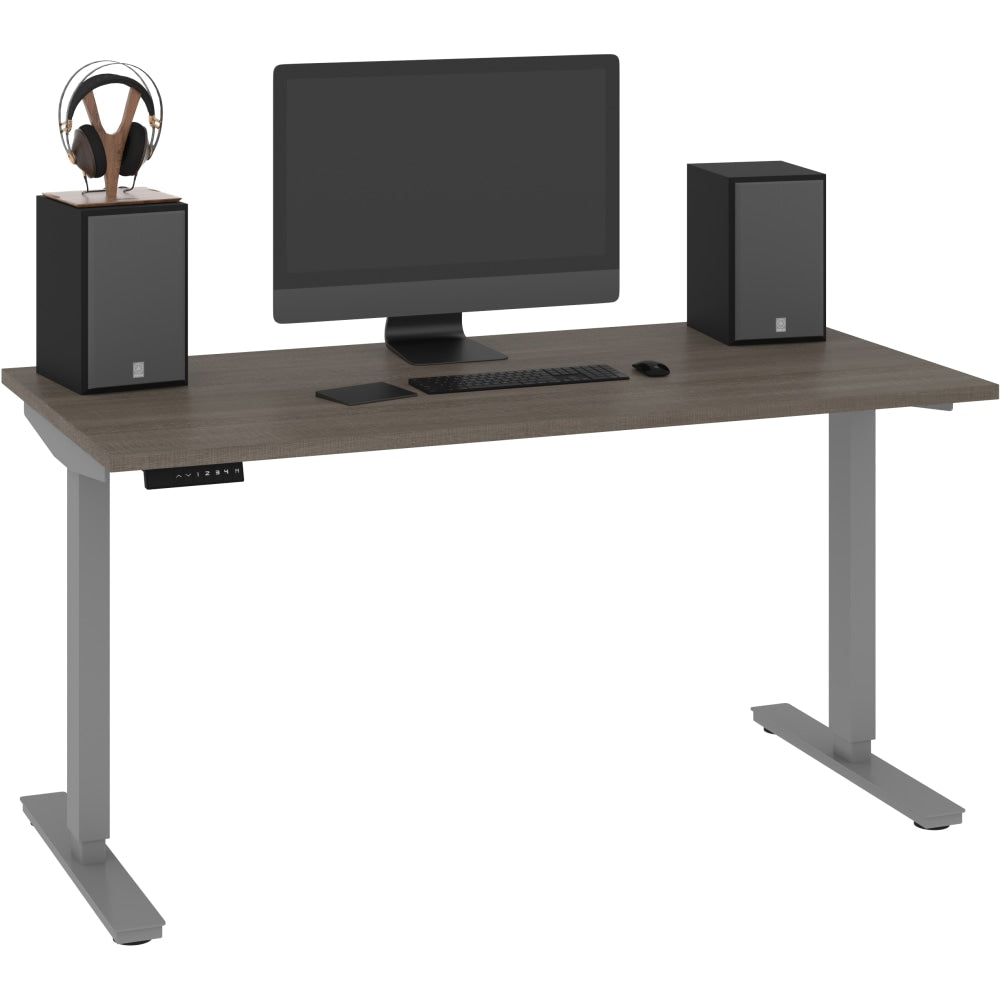 Bestar Universel Electric 60inW Standing Desk, Electric, Bark Gray