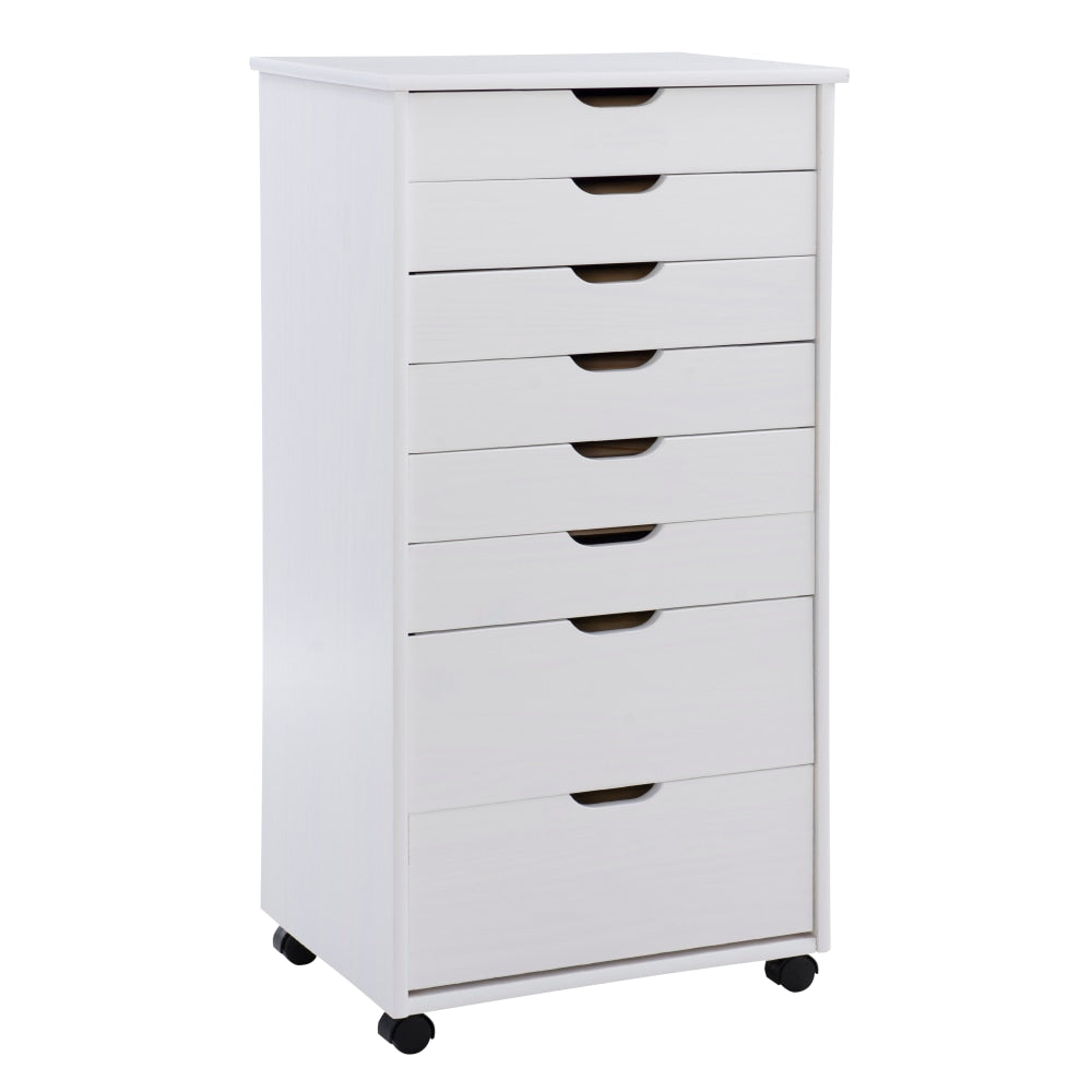 Linon Casimer 8-Drawer Rolling Home Office Storage Cart, White