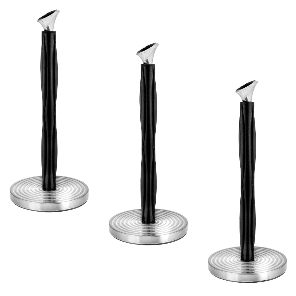 Alpine Paper Towel Holders, Sparkling Ripples, 14in x 6-3/4in x 6-3/4in, Black/Silver, Pack Of 3 Holders