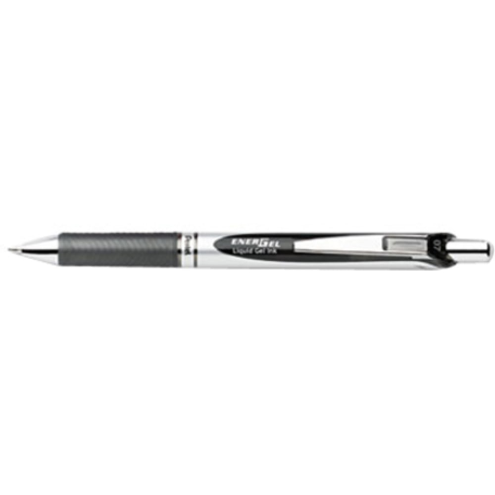 Pentel EnerGel RTX Liquid Gel Pen, Medium Point, 0.7 mm, Silver Barrel, Black Ink