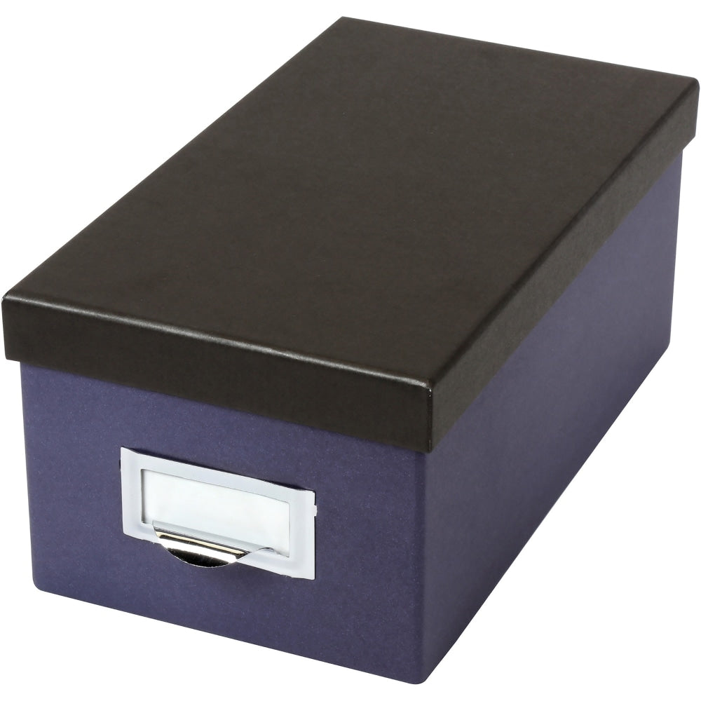 Oxford Index Card Storage Box, 4in x 6in, Indigo/Black