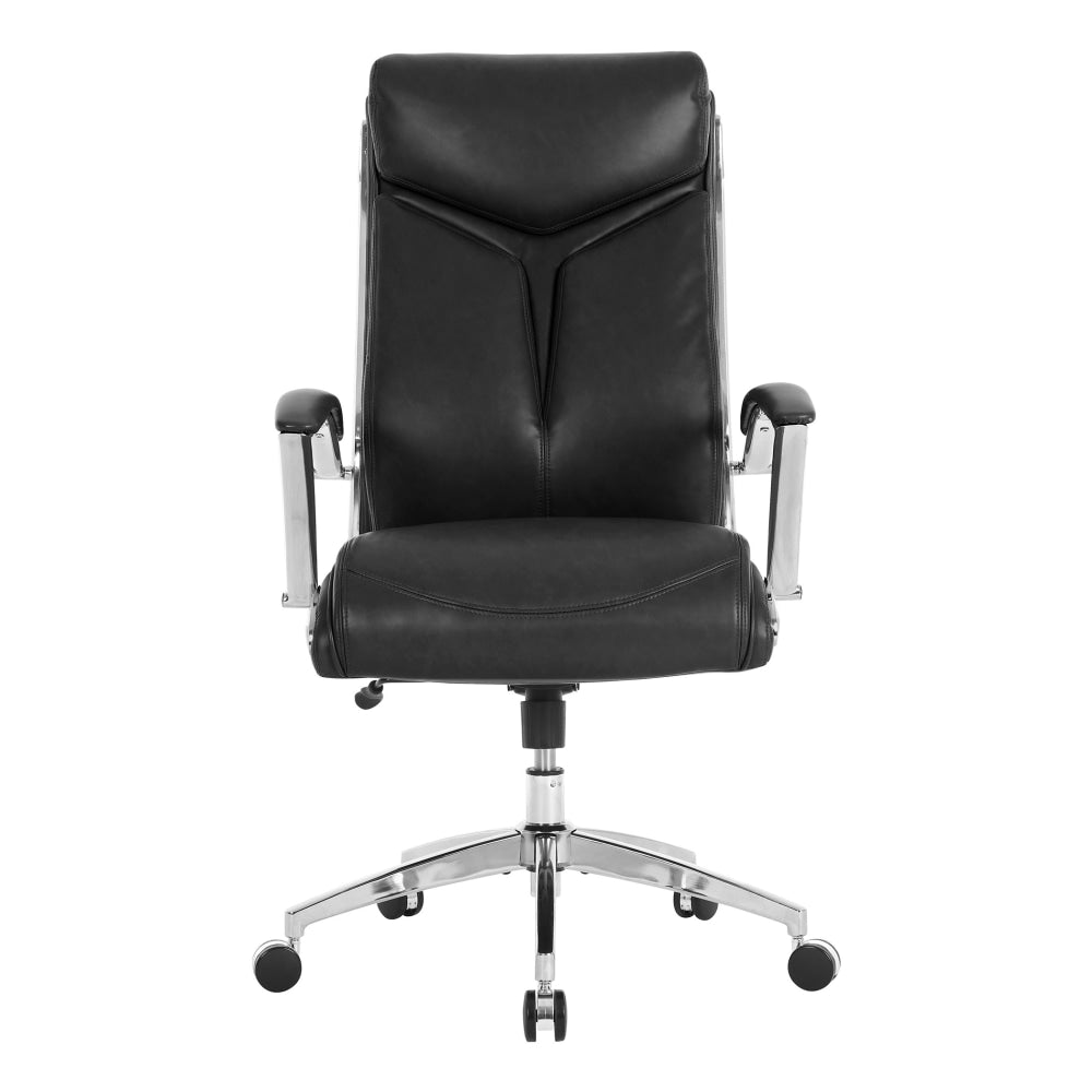 Realspace Modern Comfort Verismo Bonded Leather High-Back Executive Chair, Black/Chrome, BIFMA Compliant