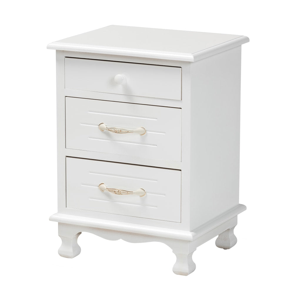 Baxton Studio Layton 3-Drawer Nightstand, 19-3/4inH x 14-1/4inW x 11-13/16inD, White