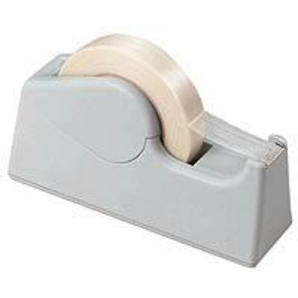 SKILCRAFT Desktop Tape Dispenser - 3in Core - Serrated Blade, Non-marring, Non-slip Base - Plastic, Rubber - Gray - 1 / Each