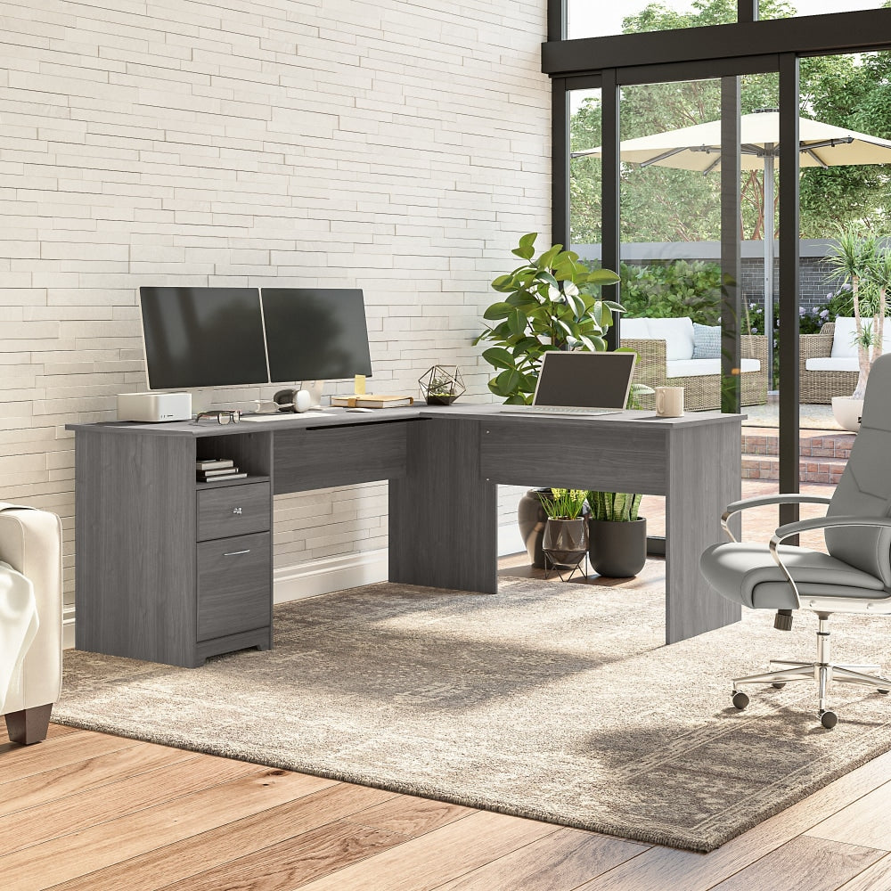 Bush Business Furniture Cabot 72inW L-Shaped Corner Desk With Drawers, Modern Gray, Standard Delivery