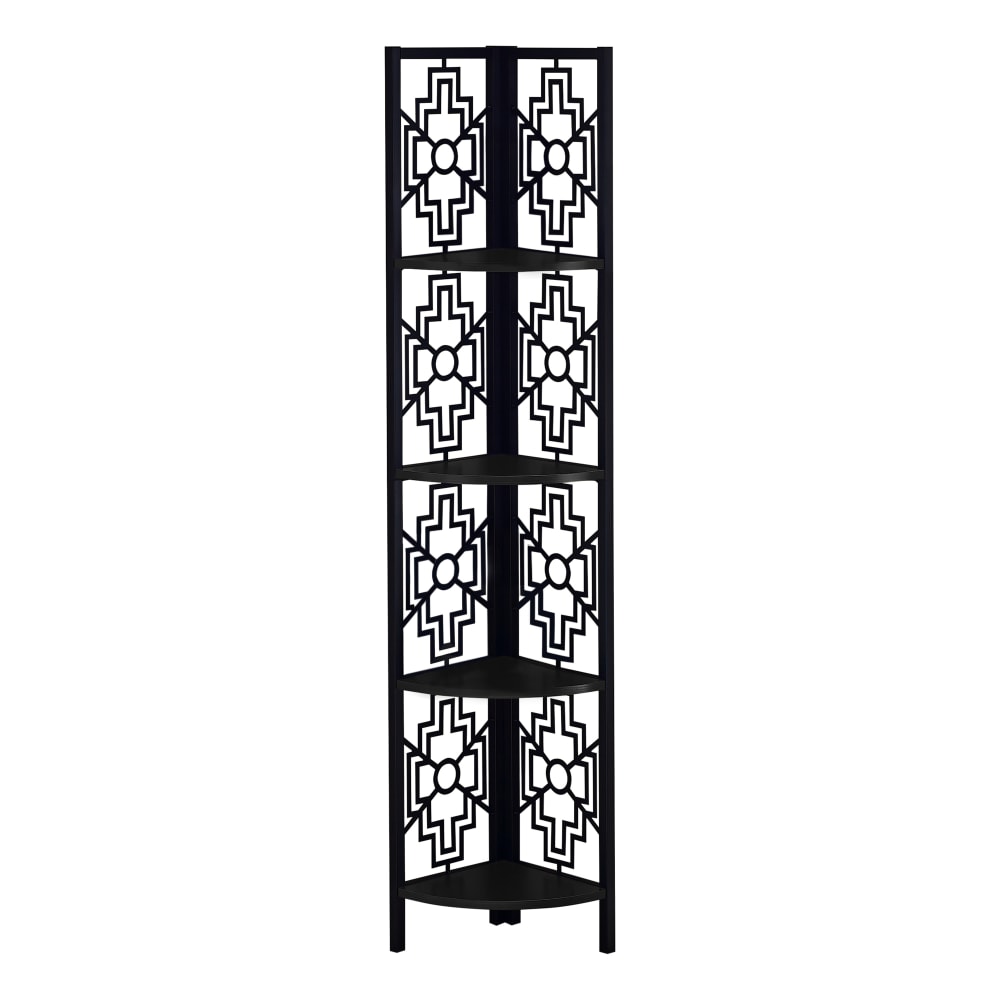 Monarch Specialties Ali 62inH 4-Shelf Corner Bookcase, Black