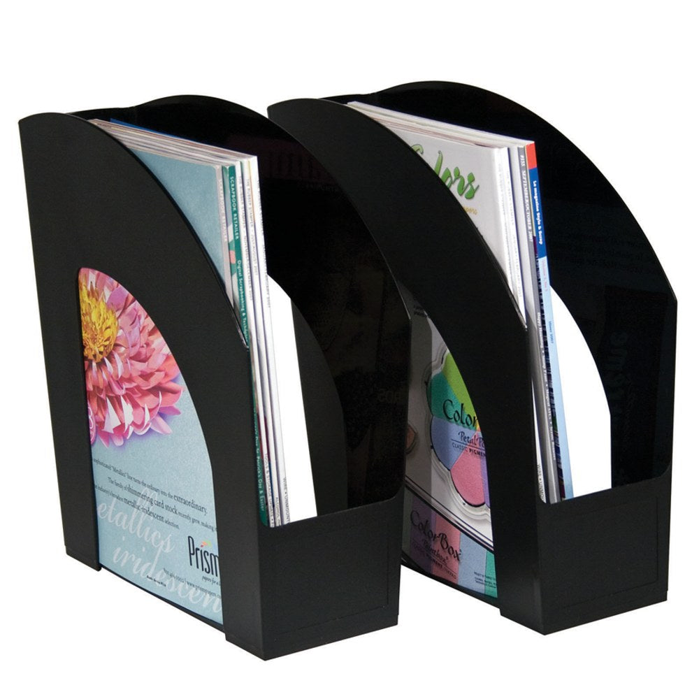 Office Depot Brand Arched Plastic Magazine Files, Pack Of 2, Black