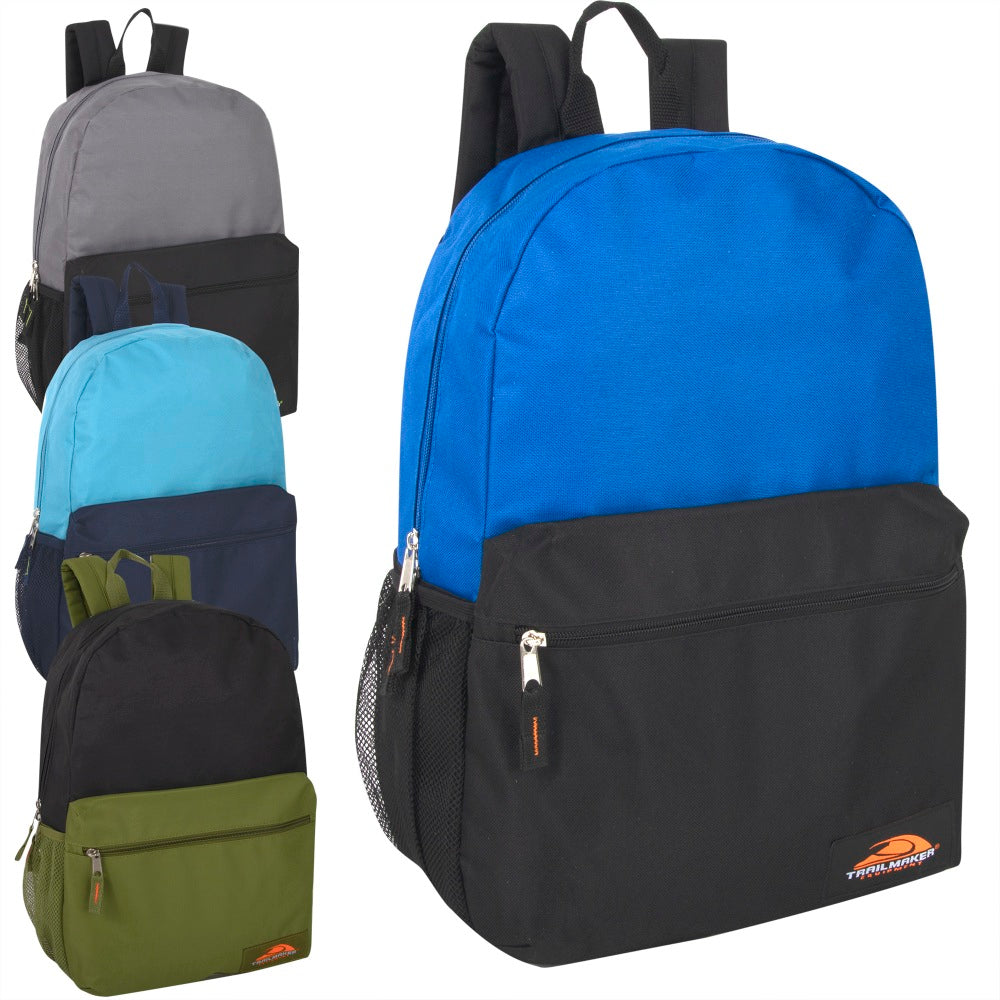 Trailmaker 2-Tone Backpacks, Assorted Colors, Pack Of 24 Backpacks