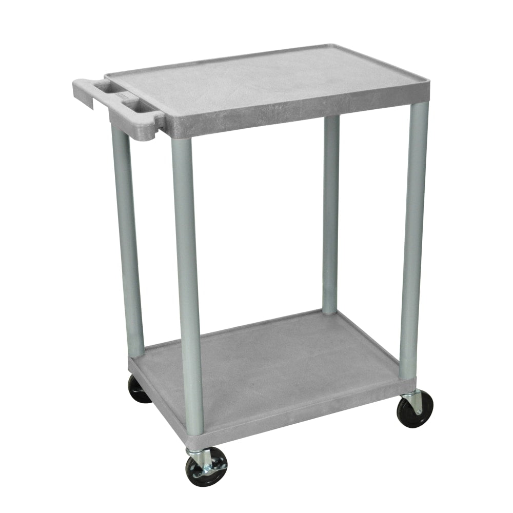 Luxor 2-Shelf Plastic Utility Cart, 33 1/2inH x 24inW x 18inD, Gray