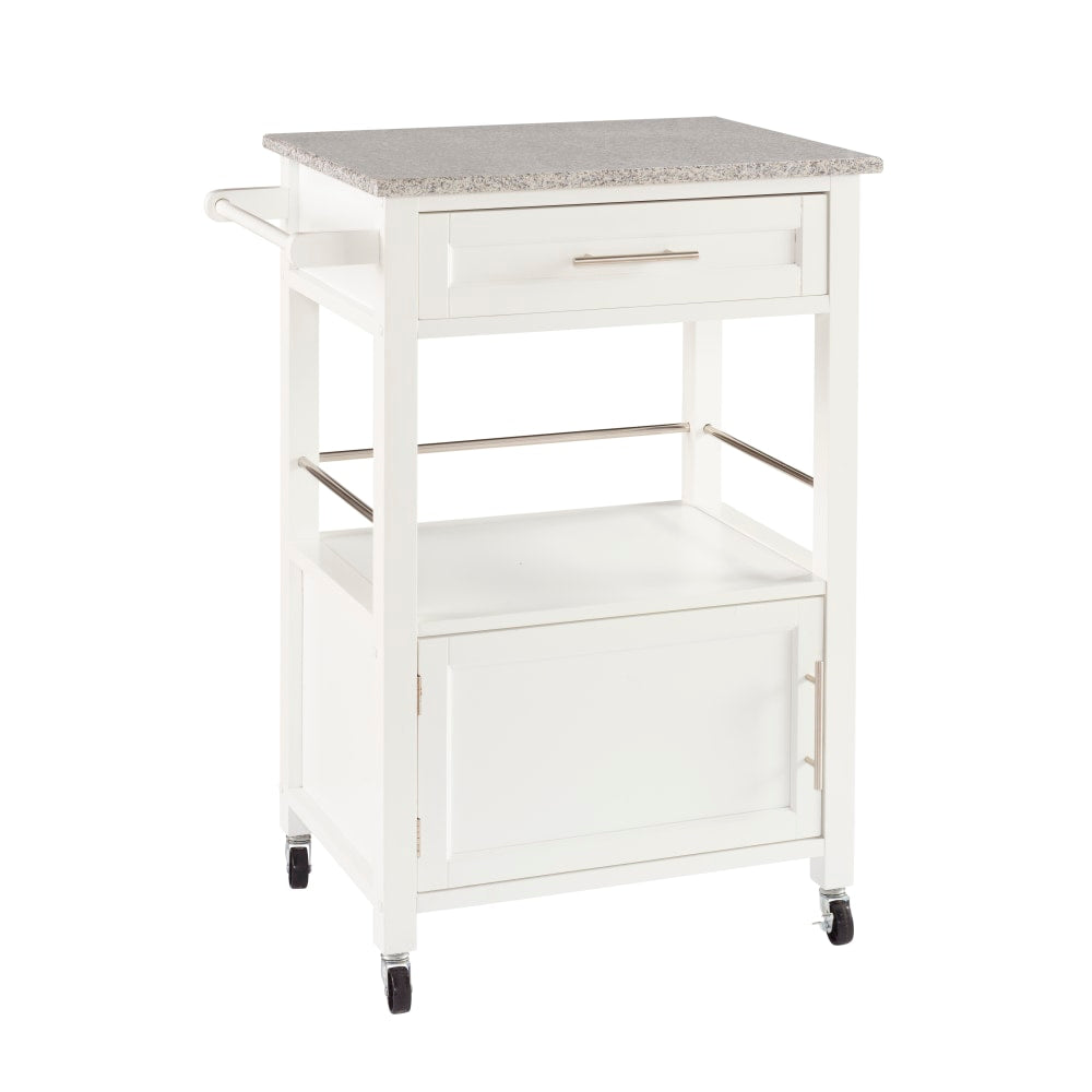 Linon Clark Granite-Top Kitchen Cart, 36-3/4inH x 27-3/4inW x 18inD, White