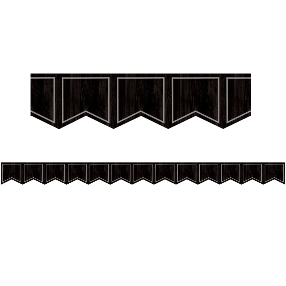 Teacher Created Resources Die-Cut Border Trim, Modern Farmhouse Black Pennants, 35' Per Pack, Set Of 6 Packs