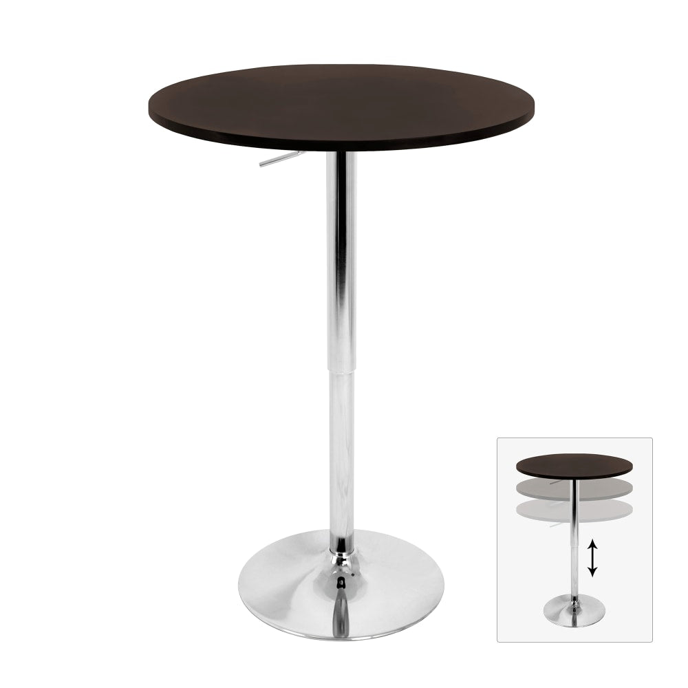 LumiSource Adjustable Bar Table, Silver/Brown