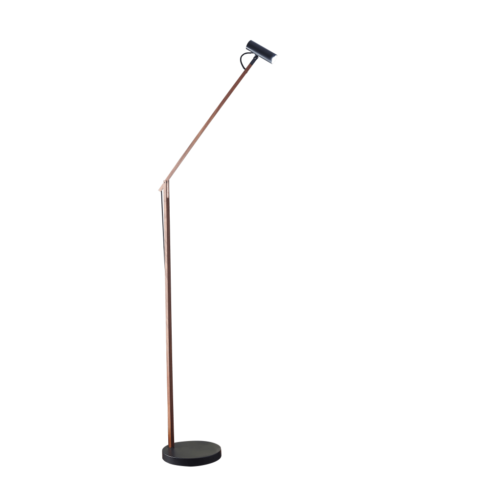 Adesso ADS360 Crane LED Floor Lamp, 60 1/2inH, Black Shade/Black Base