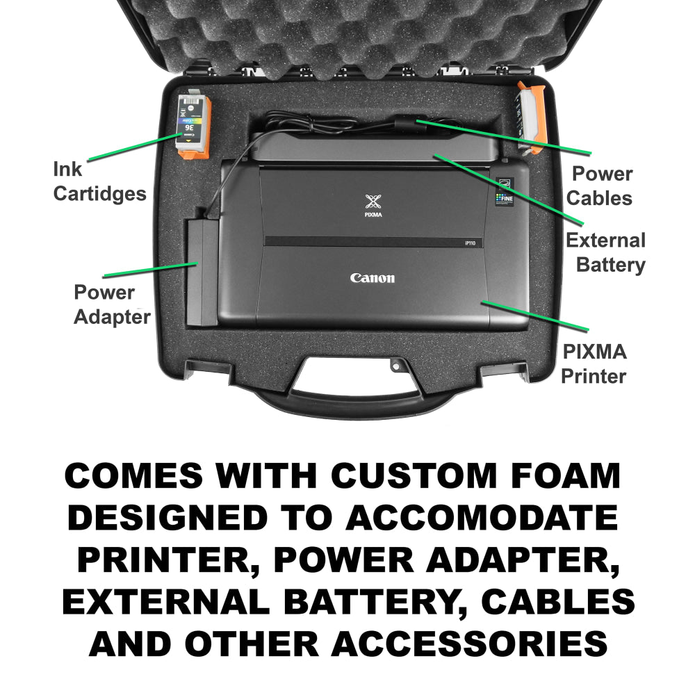 CaseMatix Canon PIXMA TR150 IP110 Wireless Portable Printer Custom Case, 6inH x 15inW x 16inD