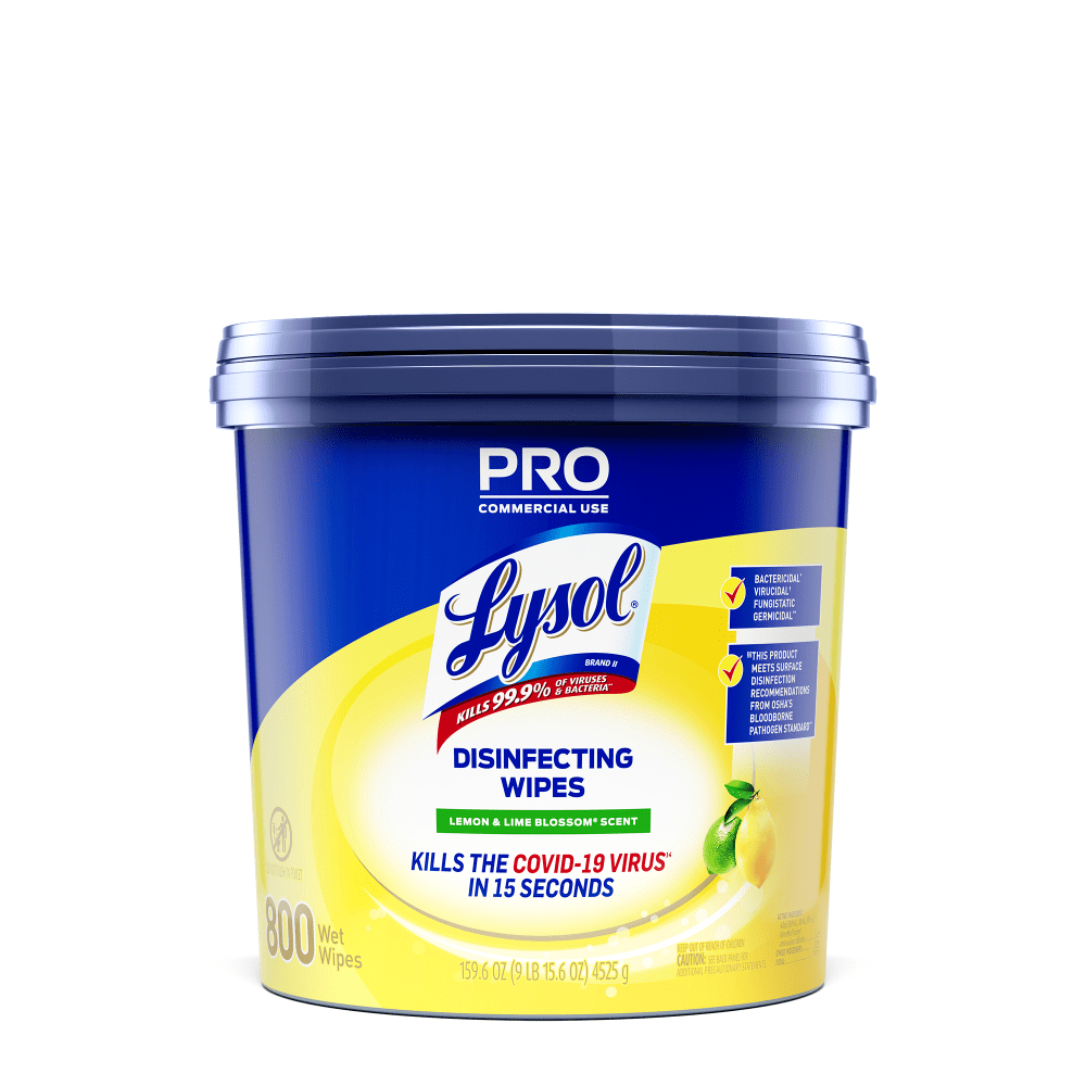 Lysol Professional Disinfecting Wipe Buckets, 6in x 8in, White, 800 Sheets Per Bucket, Set Of 2 Buckets