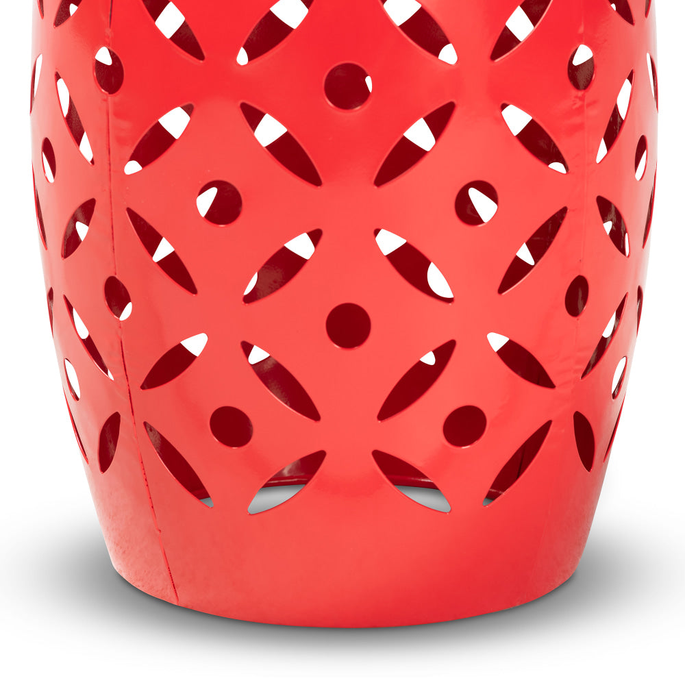 Baxton Studio Hallie Modern And Contemporary Outdoor Side Table, 18-15/16inH x 12-1/4inW x 12-1/4inD, Red