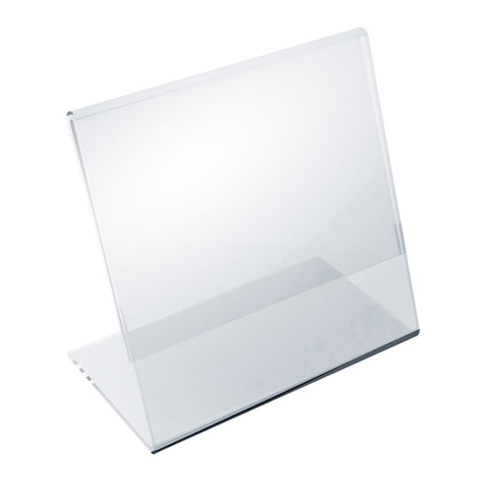 Azar Displays Acrylic Horizontal/Vertical L-Shaped Sign Holders, 4-1/2inH x 4-1/2inW x 3inD, Clear, Pack Of 10 Holders