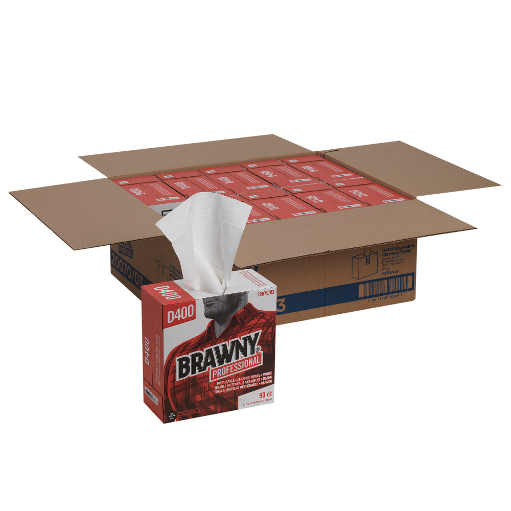 Brawny Professional by GP PRO Premium All Purpose DRC Wipers, White, 90 Sheets Per Box, Case Of 10 Boxes